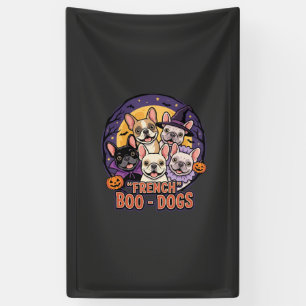 French Bulldog Halloween Boo Dogs Vector Banner