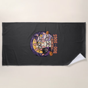 French Bulldog Halloween Boo Dogs Vector Beach Towel