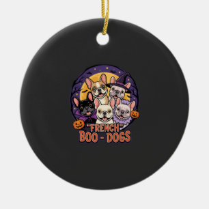 French Bulldog Halloween Boo Dogs Vector Ceramic Tree Decoration