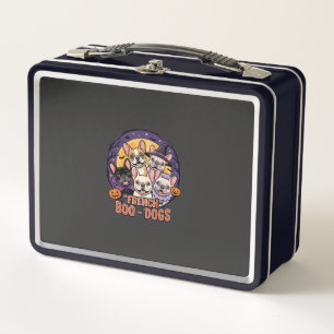French Bulldog Halloween Boo Dogs Vector Metal Lunch Box