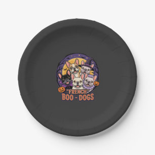 French Bulldog Halloween Boo Dogs Vector Paper Plate