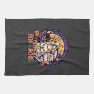 French Bulldog Halloween Boo Dogs Vector Tea Towel
