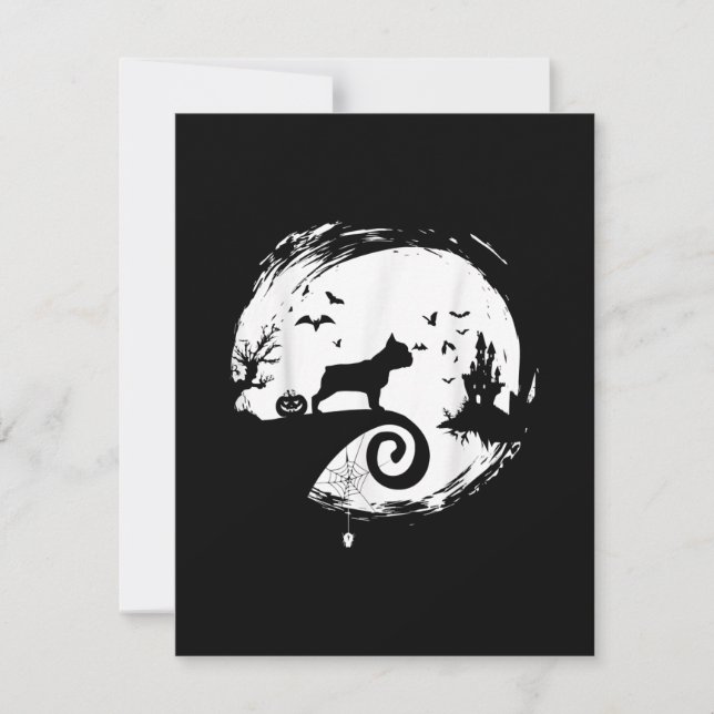 French Bulldog Halloween Costume Moon Gift Thank You Card (Front)