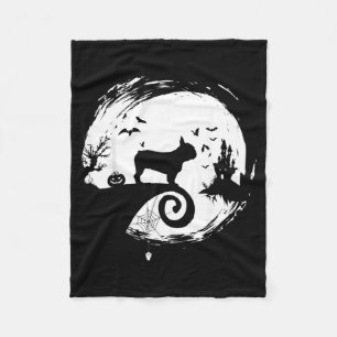 French Bulldog Halloween Costume Moon Silhouette Y Fleece Blanket