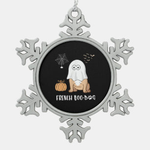 French Bulldog Halloween Cute Boo-Dog 2020 Tees Snowflake Pewter Christmas Ornament