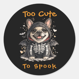 French Bulldog Halloween Cute Skeleton Classic Round Sticker