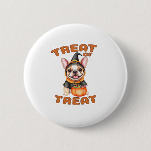 French Bulldog Halloween Dog Costume �Treat or Tre 6 Cm Round Badge