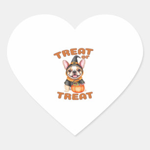French Bulldog Halloween Dog Costume �Treat or Tre Heart Sticker