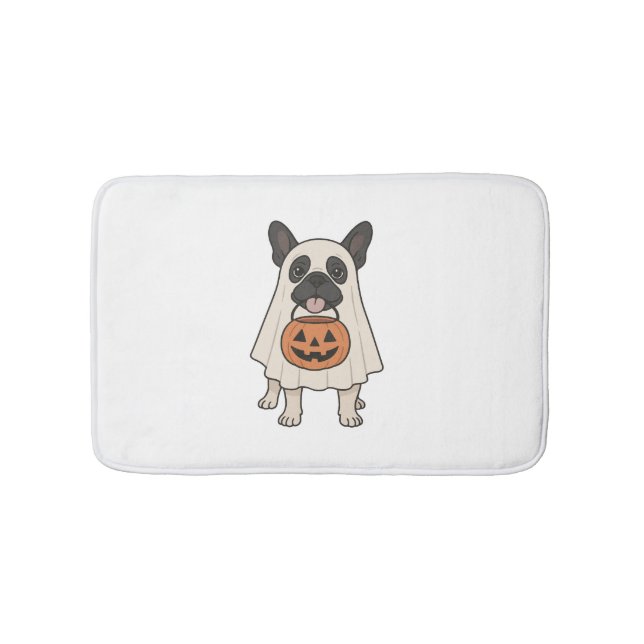 French Bulldog Halloween Dog Ghost Bath Mat (Front)