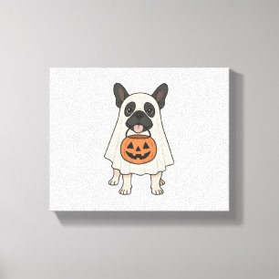 French Bulldog Halloween Dog Ghost Canvas Print