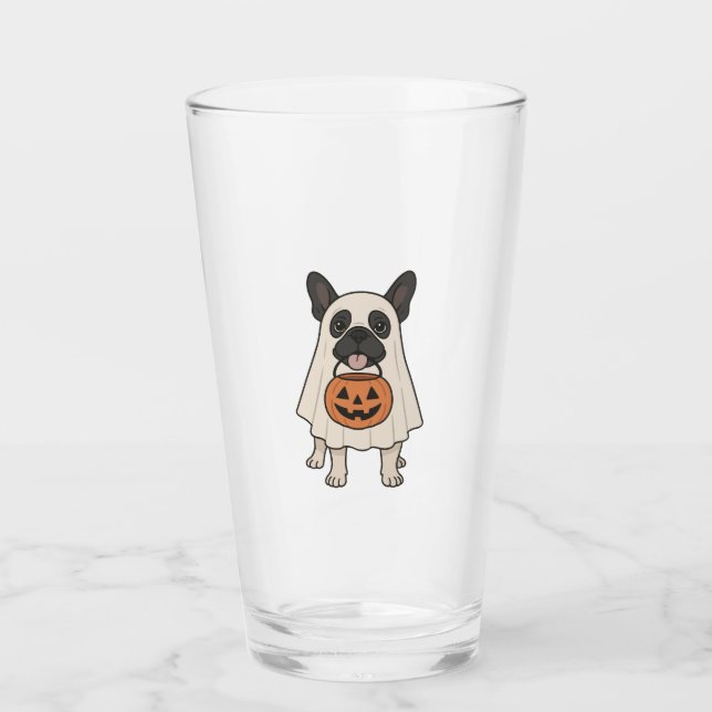 French Bulldog Halloween Dog Ghost Glass (Front)