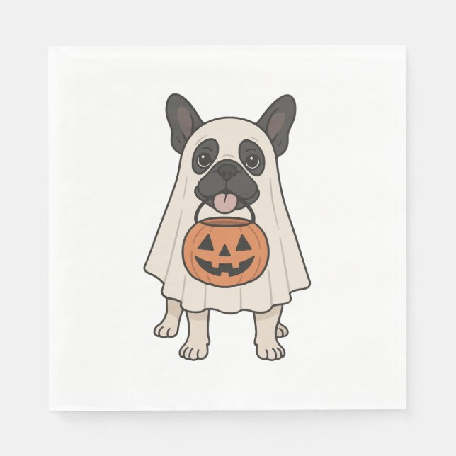 French Bulldog Halloween Dog Ghost Napkin (Front)
