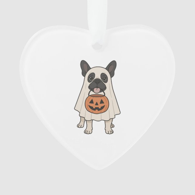 French Bulldog Halloween Dog Ghost Ornament (Front)