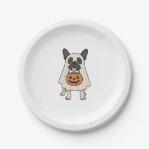 French Bulldog Halloween Dog Ghost Paper Plate