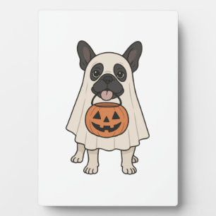 French Bulldog Halloween Dog Ghost Plaque