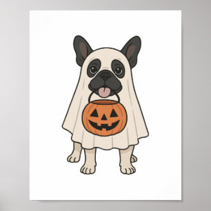French Bulldog Halloween Dog Ghost Poster