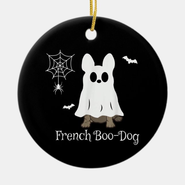 French Bulldog Halloween French Boo-Dog Dog Gift Ceramic Tree Decoration (Front)
