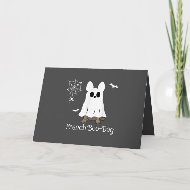 French Bulldog Halloween French Boo-Dog Dog Gift Holiday Card (Front)