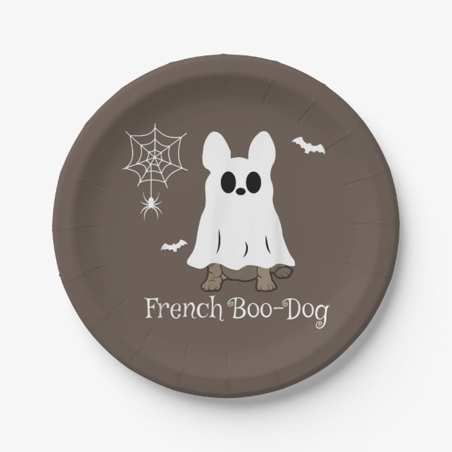 French Bulldog Halloween French Boo-Dog Dog Gift Paper Plate (Front)