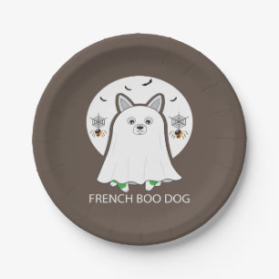 French Bulldog Halloween French Boo Dog Gift Paper Plate