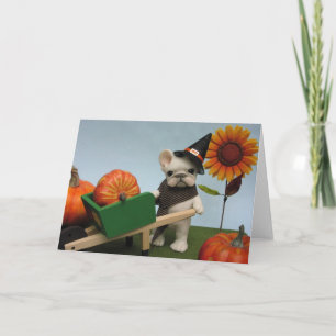 French Bulldog Halloween Harvest Card