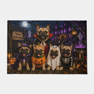 French Bulldog Halloween Haunted Mansion Family Doormat