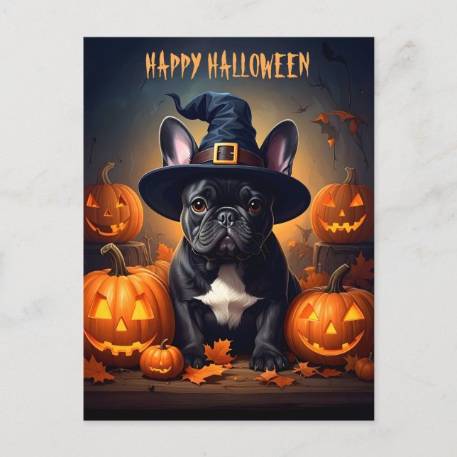 French Bulldog Halloween Holiday Postcard (Front)