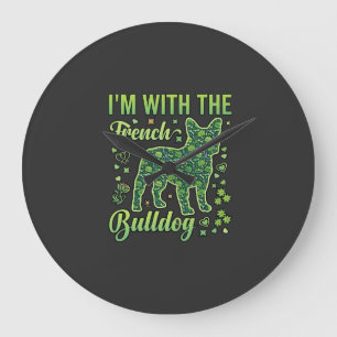 French Bulldog Halloween Macaron Eiffel Tower_1 Large Clock