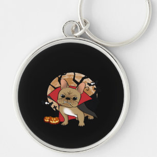 French Bulldog Halloween Pumpkin Frenchie Witch Key Ring