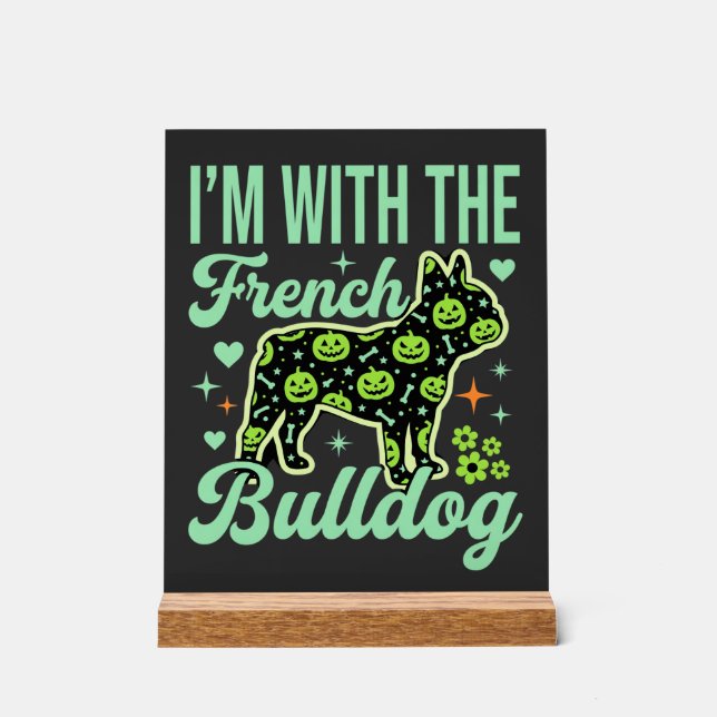 French Bulldog Halloween Pumpkin Pattern Design Acrylic Sign (Front)