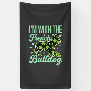 French Bulldog Halloween Pumpkin Pattern Design Banner