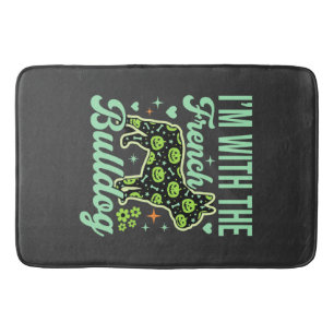 French Bulldog Halloween Pumpkin Pattern Design Bath Mat