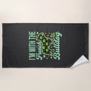 French Bulldog Halloween Pumpkin Pattern Design Beach Towel