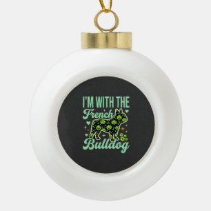 French Bulldog Halloween Pumpkin Pattern Design Ceramic Ball Christmas Ornament