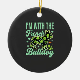 French Bulldog Halloween Pumpkin Pattern Design Ceramic Tree Decoration