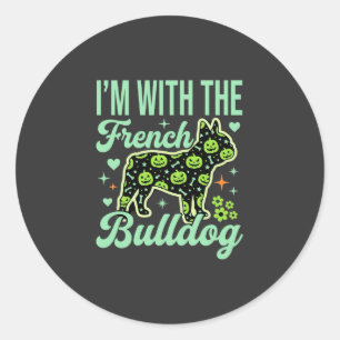 French Bulldog Halloween Pumpkin Pattern Design Classic Round Sticker