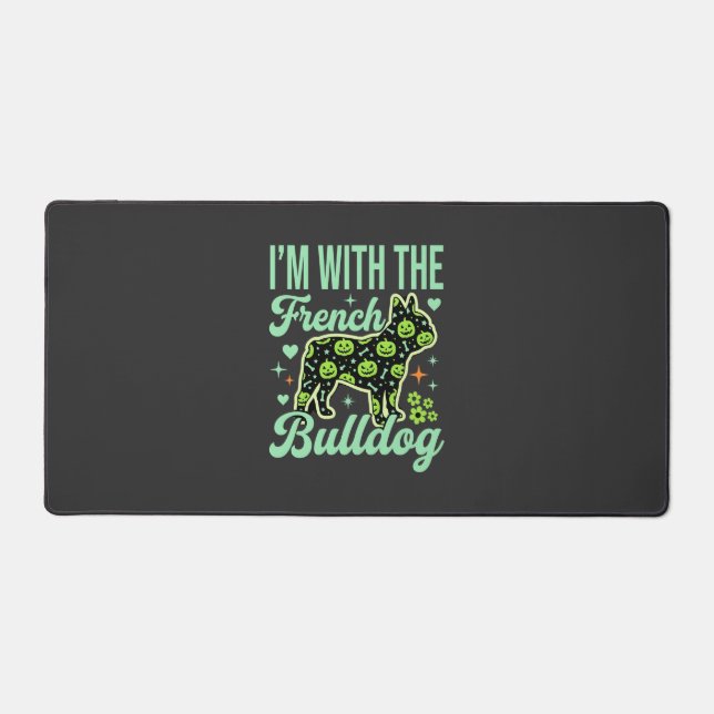 French Bulldog Halloween Pumpkin Pattern Design Desk Mat (Front)
