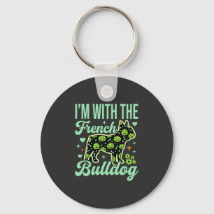 French Bulldog Halloween Pumpkin Pattern Design Key Ring