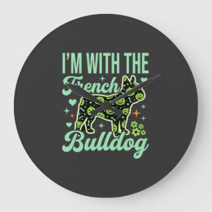 French Bulldog Halloween Pumpkin Pattern Design Large Clock