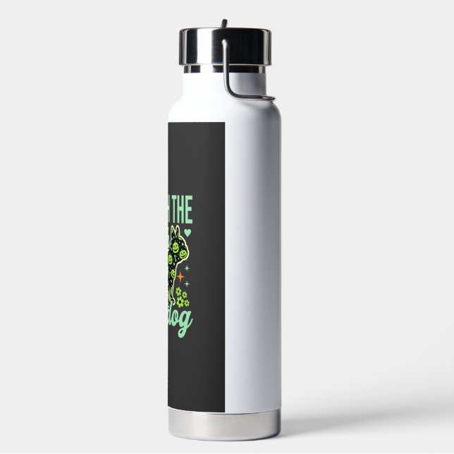 French Bulldog Halloween Pumpkin Pattern Design Water Bottle (Left)