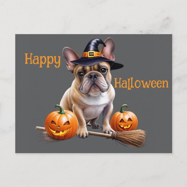 French Bulldog Halloween Pumpkins Bulldog Postcard (Front)