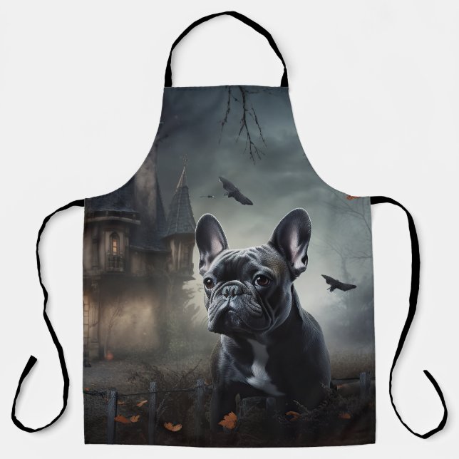 French Bulldog Halloween Scary Apron (Front)