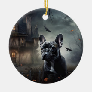French Bulldog Halloween Scary Ceramic Tree Decoration