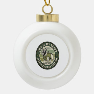 French Bulldog Halloween Scary Costume Ceramic Ball Christmas Ornament