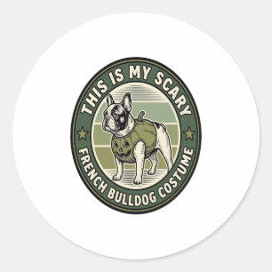 French Bulldog Halloween Scary Costume Classic Round Sticker