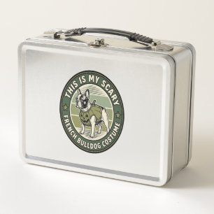 French Bulldog Halloween Scary Costume Metal Lunch Box