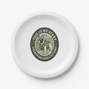 French Bulldog Halloween Scary Costume Paper Plate