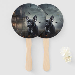 French Bulldog Halloween Scary Hand Fan