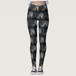 French Bulldog Halloween Scary Leggings