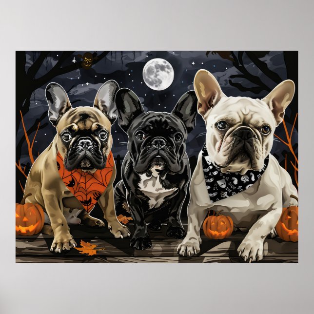 French Bulldog Halloween Spooky Poster (Front)
